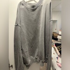 Grey terry cloth heavy crew neck
